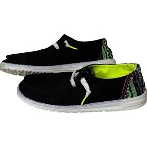 Hey Dude Wendy Fluo Black Women's Size 8 Slip On Shoes